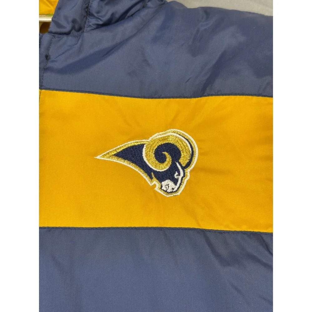 NFL Touchdown Club Los Angeles Rams Kids Vintage Puffer Jacket‎ Blue Yellow 3T